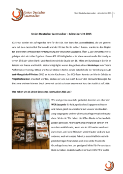 UDJ-Jahresbericht 2015 - Union Deutscher Jazzmusiker
