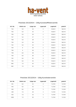 Stimmplattenventile reed valves Preisliste 2013/2014 – 100g