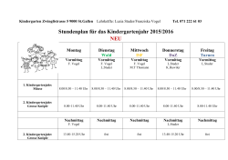 Stundenplan für das Kindergartenjahr 2015/2016