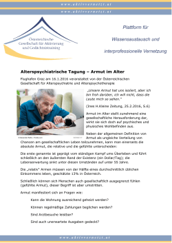 Alterspsychiatrische Tagung – Armut im Alter