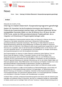 Interreg V-A Italien-Österreich: Kooper...ws | Autonome Provinz