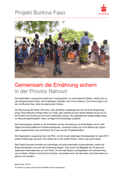Projekt Burkina Faso Gemeinsam die Ernährung