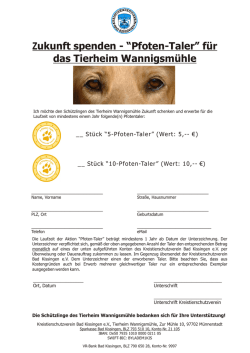 Pfotentaler - Tierheim Wannigsmühle