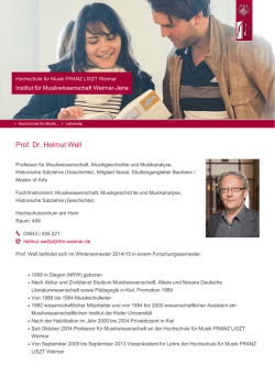 Prof. Dr. Helmut Well - Hochschule f&uuml;r Musik FRANZ LISZT Weimar