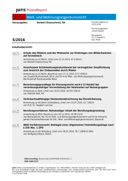Inhalts&uuml;bersicht: Schutz des Mieters und der