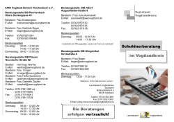 im Vogtlandkreis Schuldnerberatung Die Beratungen erfolgen