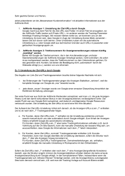 Newsletter "Umstellung der Ziel-URLs auf Finale