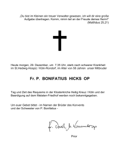 Fr. P. BONIFATIUS HICKS OP - Dominikanerkloster Heilig Kreuz in