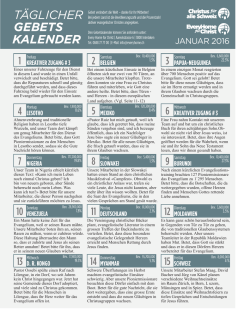 EHC-Gebetskalender Januar 2016