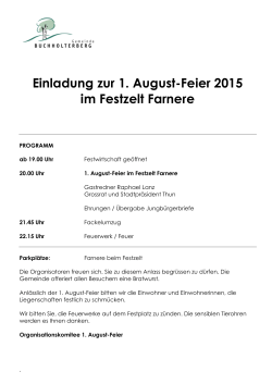 Einladung zur 1. August-Feier 2015 im Festzelt
