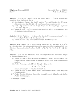 Elliptische Kurven (26192) Universität Basel im HS 2015 Blatt 7 Prof