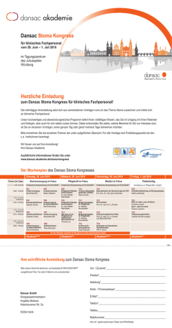 Herzliche Einladung Dansac Stoma Kongress