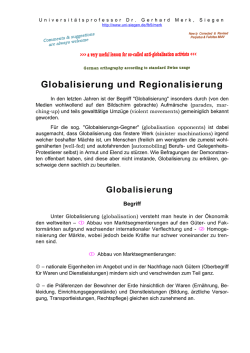 Globalisierung und Regionalisierung