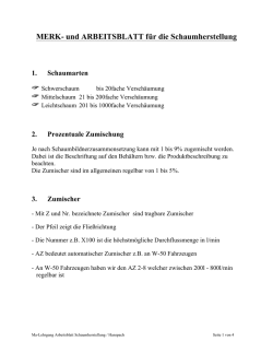 MERK- und ARBEITSBLATT f&uuml;r die Schaumherstellung