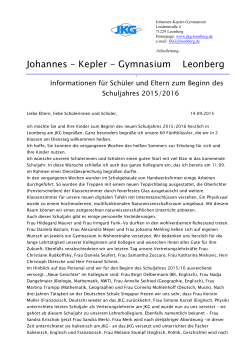 Elternbrief Nr. 1 - Johannes Kepler Gymnasium Leonberg