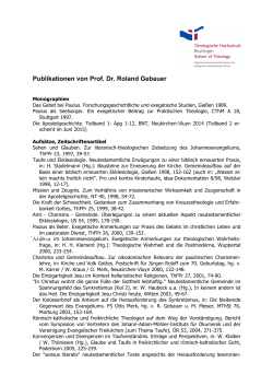 Publikationen von Prof. Dr. Roland Gebauer