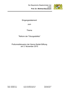 Eingangsstatement zum Thema "Reform der T&ouml;tungsdelikte