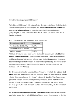 Immobilien&uuml;bertragung ab 2016 teurer