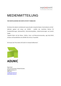 Adunic AG - Neumitglied im Expo