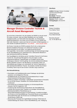 Manager Division Controller Technik & Aircraft Asset