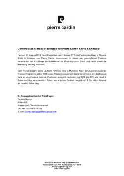 Gerri Pasturi ist Head of Division von Pierre Cardin