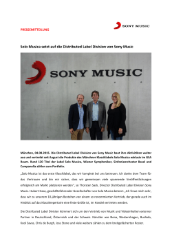 Solo Musica setzt auf die Distributed Label Division von Sony Music