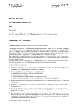 Antwort auf die Kleine Anfrage 473 des Thüringer Ministeriums für