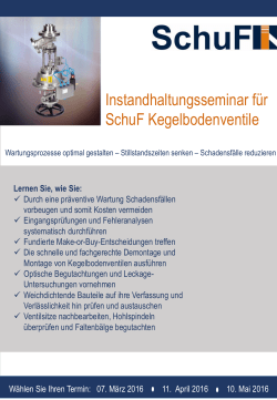 Instandhaltungsseminar f&uuml;r SchuF Kegelbodenventile