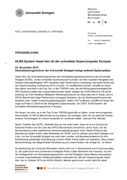 HLRS-System Hazel Hen ist der schnellste Supercomputer Europas
