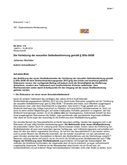 Die Verletzung der sexuellen Selbstbestimmung gem&auml;&szlig;