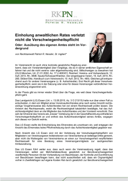 Einholung anwaltlichen Rates verletzt nicht die