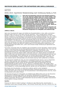 DKOU 2015: Sportlicher Wiedereinstieg nach Verletzung