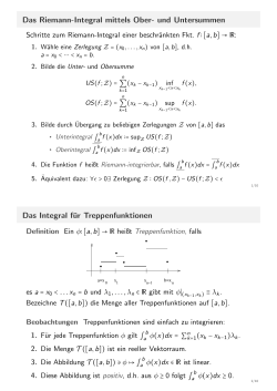 Das Riemann-Integral und der Hauptsatz der Differenzial