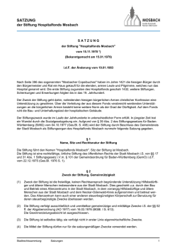 Satzung der Stiftung "Hospitalfonds Mosbach"