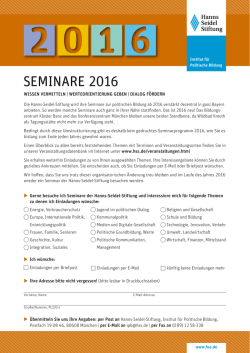 SEMINARE 2016 - Hanns-Seidel