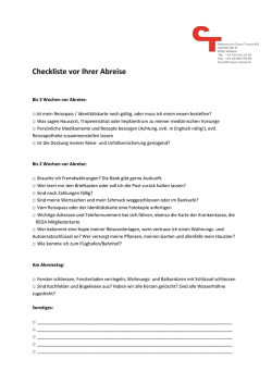 Checkliste vor der Abreise