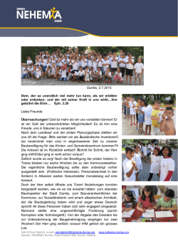 Durr&euml;s, 2.7.2015 Dem, der so unendlich viel mehr tun kann, als wir