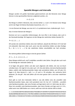 Spezielle Mengen und Intervalle