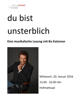 Eine musikalische Lesung mit Bo Katzman