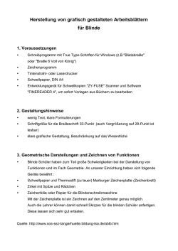Herstellung von grafisch gestalteten Arbeitsbl&auml;ttern f&uuml;r Blinde
