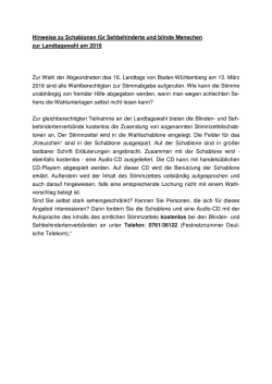 Hinweise zu Schablonen für Sehbehinderte und blinde Menschen