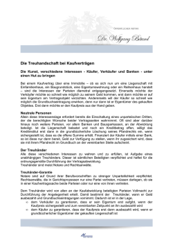 Die Treuhandschaft bei Kaufvertr&auml;gen