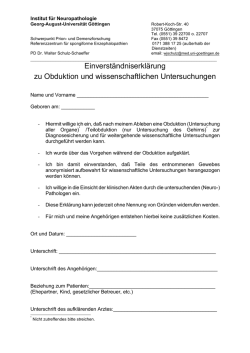 Einverständniserklärung zu Obduktion und wissenschaftlichen