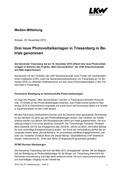 Drei neue Photovoltaikanlagen in Triesenberg in Be