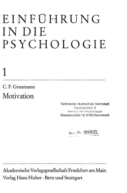 EINF&Uuml;HRUNG IN DIE PSYCHOLOGIE 1