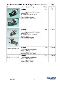 Ersatzteileliste 2016 7. Lok-Drehgestelle und Einzelteile