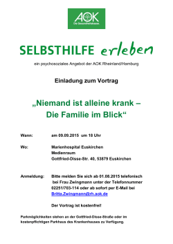 Vortrag bei der AOK Rheinland/Hamburg „Niemand ist alleine krank
