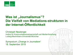 Was ist „Journalismus”? - Symposium "Change in Journalism"