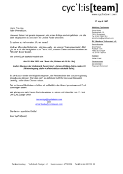 47281014 Bankleitzahl:600 901 00 27. April 2015 Liebe Freunde, l