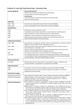 Professor Dr. med. Dipl.-Psych Bernd Löwe - Curriculum Vitae